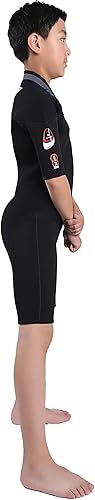 Cressi Endurance Kid Shorty Wetsuit 3 mm, Muta Shorty con Zip Sternale, Neoprene 3 mm Nero, Unisex Bambini e Ragazzi - Ysert