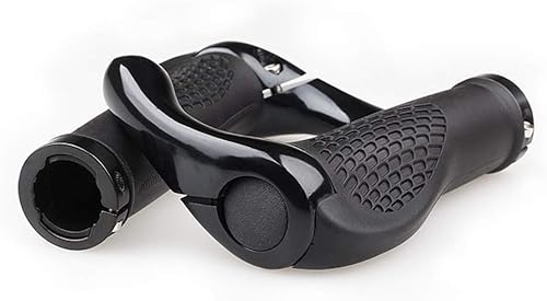 VOANZOManopole per manubrio della bicicletta, impugnature per manubrio MTB in gomma dal design ergonomico per mountain bike con corna all'estremità della barra, protezione confortevole (nero) - Ysert