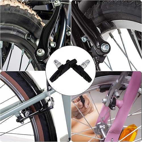 Pattini Freno V-Brake Pastiglie Freni Bici 70mm MTB con Dadi Esagonali Chiave Distanziali per Biciclette da Strada e Mountain Nero 4 Paio - Ysert