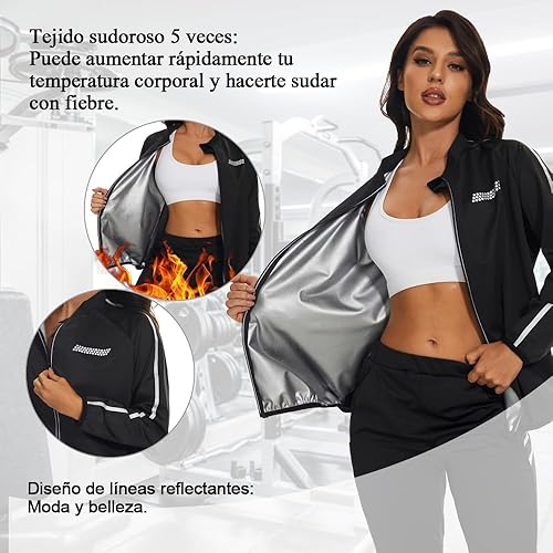 LAZAWG Tuta da sauna da donna, con maniche lunghe - Ysert