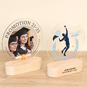 Trofeo in plexiglass personalizzato con base in legno Wanapix regalo ideale anniversari speciali