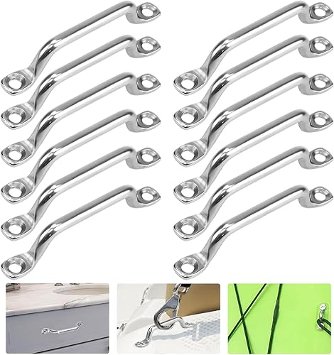 12 Pezzi Kayak Deck Loops Barca Top Pad Eye Strap Cinghie a Occhiello in Acciaio Inox Occhiello Pad per Kayak Canoa Deck Loops Kayak Pad Eye per Barca Marina Kayak Canoa Rigging, 6mm - Ysert