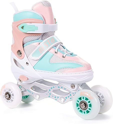 BESTIF - Pattini in linea per bambini e adulti, 4 in 1, regolabili - Ysert