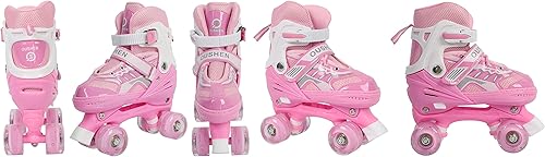 Pattini in linea/pattini Quad per bambini con/senza ruote luminose, misura regolabile da 31 a 38 comodi e traspiranti Inline-Skates Roller Skates per ragazze e ragazzi adolescenti principianti - Ysert