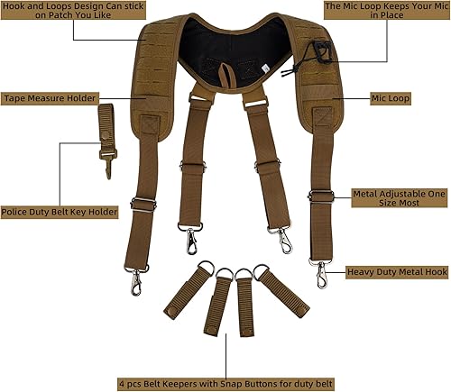 MELOTOUGH Bretelle tattiche del gancio del metallo per il dovere militare della cinghia del cablaggio della polizia bretelle della cintura di applicazione della legge - Ysert