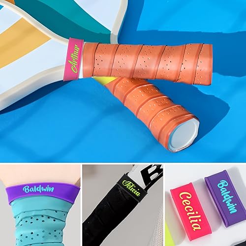 2 Pezzi di anelli in silicone per impugnatura per racchetta da tennis con nome personalizzato, anelli in gomma per racchetta da tennis, anello di fissaggio per il nastro della racchetta - Ysert