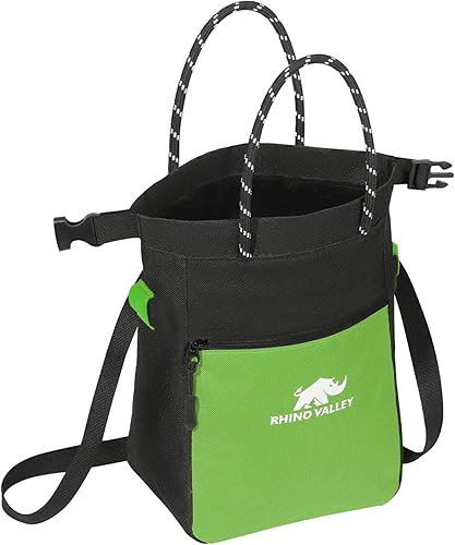 Rhino Valley Sacchetto da Gesso per Arrampicata, Borsa Portagesso Magnetica per Sport Senza Perdite con Manico, Saccheto da Gesso con Cintura Regolabile e Tasche con Cerniera per Pesi - Ysert