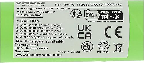 batteria compatibile con Streamlight SL20S, SL20X, SL-20X, SL20 torcia, lampada da elmetto (5000mAh, 6V, NiMH) - Ysert