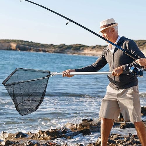 Retino da Pesca Pieghevole Estensibile,Guadino per Pesca Telescopico 205cm,in Acciaio Inossidabile Manico Estendi la Lunghezza Durevole,per pesca di uccelli,acquario,oggetti galleggianti - Ysert