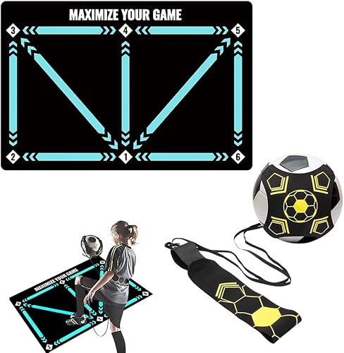 Lotvic Tappetino da allenamento per calcio e passo con cintura regolabile, 60 x 90 cm, antiscivolo, tappetino da calcio, idea regalo per gli amanti del calcio - Ysert