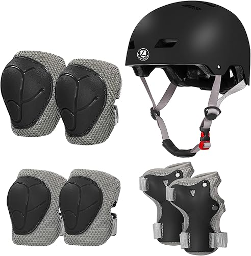 LANOVAGEAR Set di Casco Protezione Bambini con Casco Regolabile Ginocchiere Gomitiere e Polsiere per Skate Bicicletta Pattinaggio Monopattino Skateboard (2-8Anni - Ysert