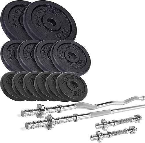 Bilancieri con Pesi - Set da 100/83/55/35/29/28 kg, Dischi Pesi in Ghisa, Ø 31 mm, Barra in Acciaio, Presa Antiscivolo, Nero - Manubri, Sbarra, Palestra - Ysert