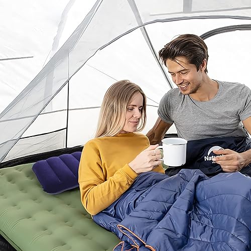 Cuscino Gonfiabile per Campeggio, Spiaggia e Escursioni Compatto e Ultraleggero Cuscino da Viaggio in Velluto Morbido, Blu 43x27 cm - Ysert