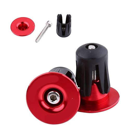 Tappi Terminali Manubrio 2 Pezzi, Tappi Terminali Manubrio Bici in Alluminio Manubri Bici Manopole Tappi Terminali Accessori Bici(Rosso) - Ysert