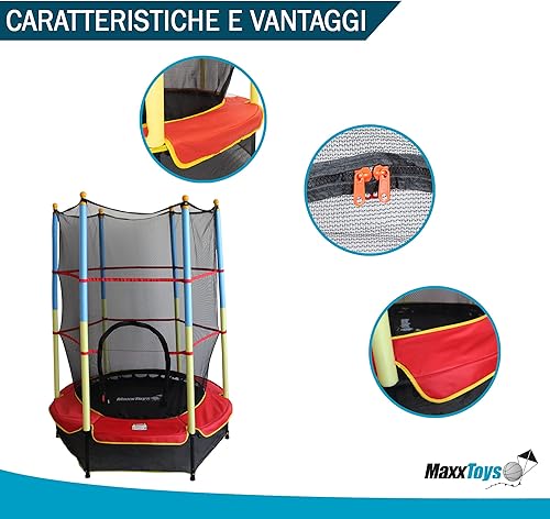 Trampolino da Interno per Bambini, 140 cm, con Pali Imbottiti e Coperture per Bordi - Ysert