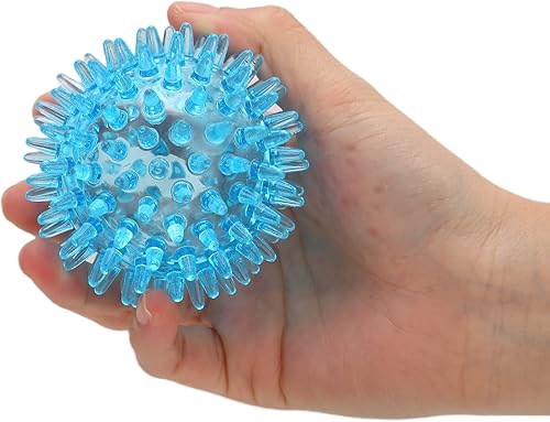 Sfere per massaggio appuntite, palla per esercizi per il recupero della forza, riflessologia dello stress morbido cavo, palla per massaggio antistress per il polso della mano (blu trasparente)(7CM) - Ysert