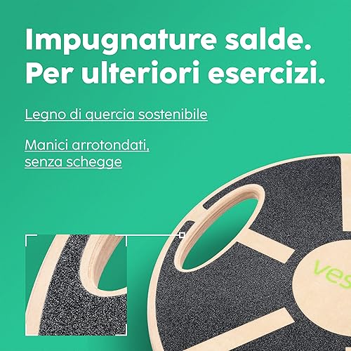 Balance Board in Legno di Quercia Sostenibile Con App Fitness - Vincitore del Test per il Plus Nel Tuo Allenamento - Tavola Oscillante per Adulti - Ysert