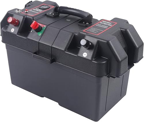 Scatola batteria per il tempo libero, doppia porta USB, per camper, roulotte, camper, barca, monitoraggio in tempo reale della tensione, 44 x 24,5 x 27 cm - Ysert