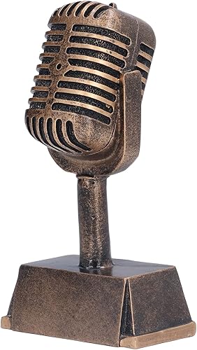 Trofeo Premio Musicale - Trofeo Microfono Decorativo in Resina Sintetica Ornamento da Tavolo per Gara di Canto Domestico Karaoke - Ysert