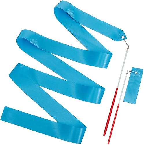 CREATCABIN 2Pcs Nastri da Danza in Policotone Nastri per Ginnastica Blu Streamer per Ginnastica Ritmica Nastri Rotanti con Bacchetta per Spettacoli di Talento Danza Artistica Circo Bastone di 1.95 m - Ysert