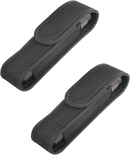 2 Pezzi Fondina Torcia da Cintura, Supporto per Fondina per Torcia in Nylon Pouch Portatile LED Torch Holder Torcia in Nylon Nero Tattico Torcia per Caccia all'aperto Campeggio Escursionismo - Ysert