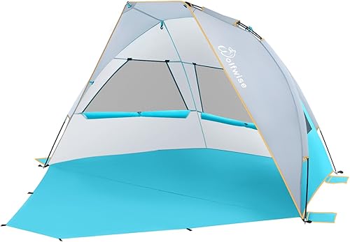 WolfWise Tenda da Spiaggia Portatile per 2-3 Persone UPF 50+ Tenda Parasole a con Pavimento Estensibile, Beige - Ysert