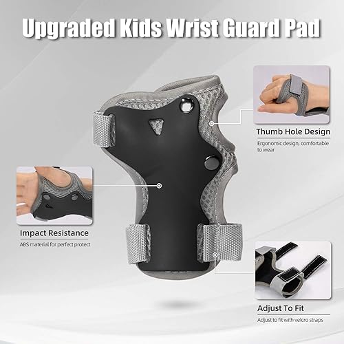 LANOVAGEAR Set di Casco Protezione Bambini con Casco Regolabile Ginocchiere Gomitiere e Polsiere per Skate Bicicletta Pattinaggio Monopattino Skateboard (2-8Anni - Ysert