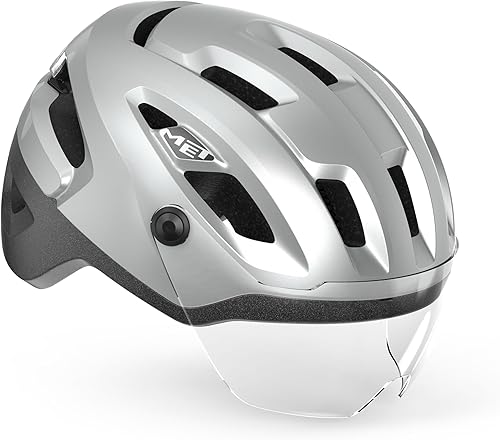 Casco E-Bike da Città MET Intercity MIPS - Sicuro, con Ampia Visiera Regolabile e Protettiva, Luce USB, Confortevole - Ysert