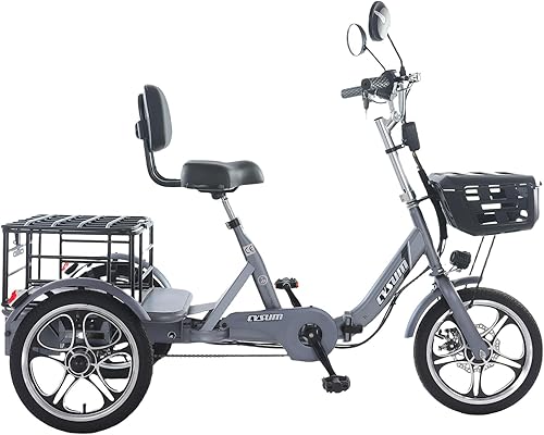 cysum Triciclo Elettrico Pieghevole, 16 pollici Tricycle E Bike per adulti uomo donna, bici elettrica da carico, batteria da 48 V 22 Ah, bici elettrica a 3 ruote - Ysert