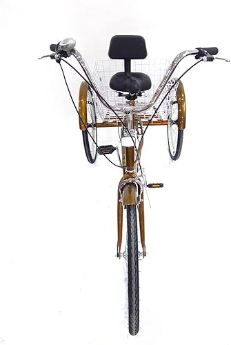 24', triciclo per adulti, 6 marce, bici cruiser a 3 ruote, con cestello grande, per attività all'aperto, shopping, tempo libero, picnic, per donne, uomini, anziani - Ysert