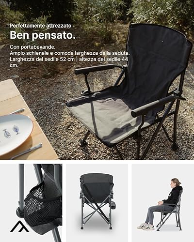 Johnny Sedia da Campeggio XL (capacità: 150 kg), Sedia Pieghevole - Ysert