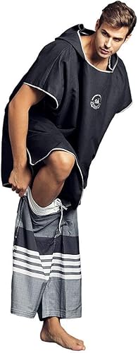 HITURBO - Asciugamano a poncho, in microfibra, con cappuccio, per il nuoto e la spiaggia, Blu mare - Ysert