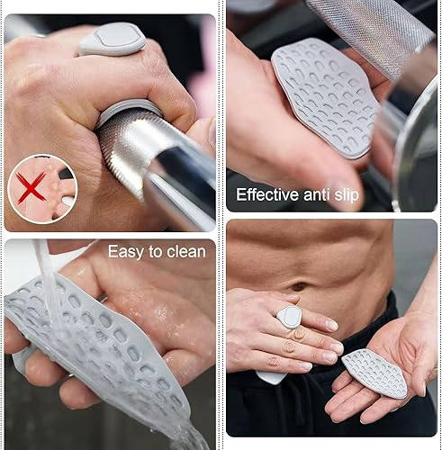 HTTDSLF Impugnature Antiscivolo da Palestra per Sollevamento Pesi, 4 Pezzi Guanti da Palestra, Guanti Grip Pad, Impugnature Senza Dita, Guanti da Allenamento in Gomma per Uomini - Ysert