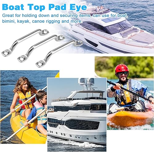 12 Pezzi Kayak Deck Loops Barca Top Pad Eye Strap Cinghie a Occhiello in Acciaio Inox Occhiello Pad per Kayak Canoa Deck Loops Kayak Pad Eye per Barca Marina Kayak Canoa Rigging, 6mm - Ysert