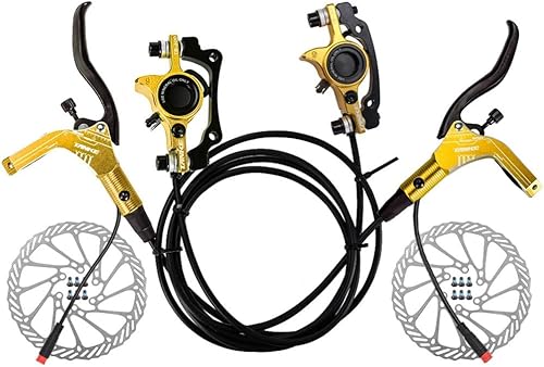 Oniissy eBike Set freno a disco idraulico per bici elettrica, leva del freno a disco idraulica elettrica, leva del freno a disco elettrica (dorata) - Ysert