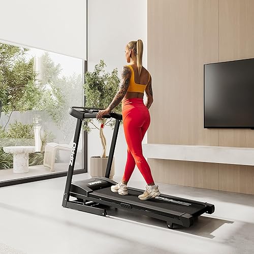 Tapis roulant pieghevole Pulse, con Walking Pad fino a 130 kg, velocità 1-12 km/h, motore da 1.5 CV, 15 livelli di inclinazione, cyclette con 12+3 programmi di allenamento, display LED - Ysert