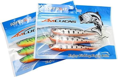 6 Pezzi Pesci in Gomma, Artificiali Esca, Esca da Pesca, Kit di Esche da Pesca per la Pesca di Pesci Predatori - Ysert