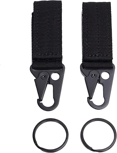 Portachiavi tattico clip da cintura Molle Strap Attachment Strap Clip da appendere, Nero - Ysert