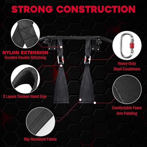 DASKING Cinghie Addominali 2, Ditta Fitness Ab Straps, Abdominal Slings da Appendere per Barra Trazioni, AB Cinghie per Allenamento Addominali, Sollevamento Gambe, Potenziamento Muscolare - Ysert