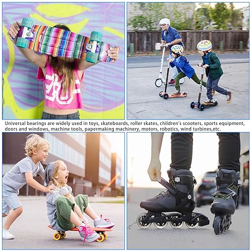 24 Cuscinetti per Skateboard 608RS, Ruote per Scooter ABEC-9, Cuscinetti di Ricambio in Metallo sigillati per Skateboard, Scooter e Pattini a rotelle (Nero, Blu, Rosso, Verde, Arancione, Giallo) - Ysert