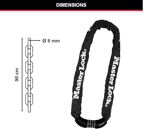 Master Lock Lucchetto Bici, Combinazione, 90 cm Catena, 8392EURDPROCOL, Da utilizzare con bici elettriche, da montagna, da strada, pieghevoli - Ysert