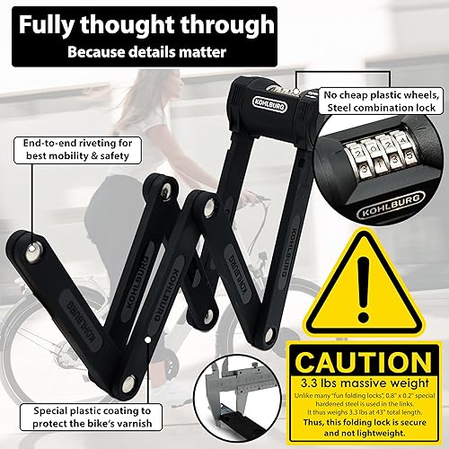 Lucchetto pieghevole da 110 cm con codice numerico e supporto – Lucchetto a combinazione per bicicletta – Lucchetto a combinazione per bicicletta – Lucchetto a combinazione ad alta sicurezza - Ysert