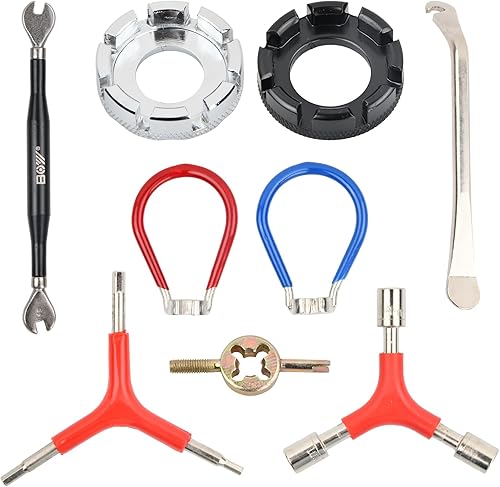 Set di 9 Attrezzi per Raggi della Bicicletta, Chiave Raggi Bici, Strumenti per Biciclette Set di Chiavi per Raggi, Tiraraggi Bicicletta, Tira Raggi Bici, Tira Raggi Regolazione dei Cerchioni 10-15G - Ysert