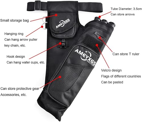 SHARROW Faretra per Tiro con L'Arco 3 Tubi Faretra per Frecce Cintura Regolabile Faretra Posteriore Borsa per Frecce Porta per Caccia e Tiro con Arco - Ysert