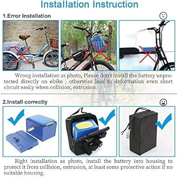 48V 20Ah Batterie per Bicicletta elettrica - Batteria per Bici agli ioni di Litio per Motore Ebike da 1000 W 750 W - Ysert