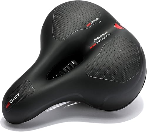 Sella da bicicletta，Confortevole sella bicycle seat spaziosa，Sellino Bicicletta Traspirante Ergonomica，Sella per bicicletta comoda e morbida，con strisce di avvertimento rosse - Ysert