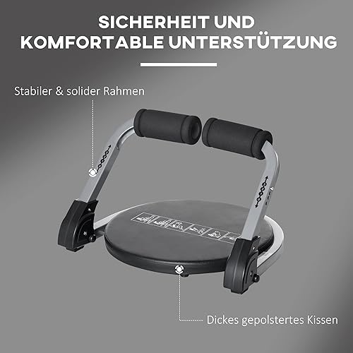 HOMCOM trainer addominale, multi-trainer pieghevole, dispositivo di allenamento con cuscino, allenamento addominale regolabile in altezza per la casa, max. 120 kg, acciaio, nero, 55 x 42 x 11-32 cm - Ysert
