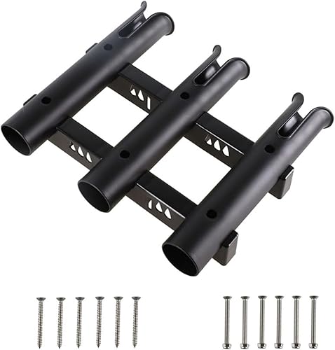 Supporto per canna da pesca, 3 supporti per canna da pesca, supporto da parete, portatile, per barche, garage, refrigeratori, rimorchi, (nero) - Ysert