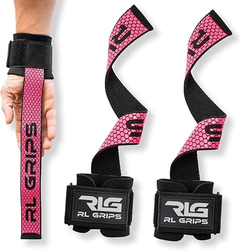 RL Grips® Straps Gym con Fasce per i Polsi per Il Sollevamento Pesi e Il Powerlifting - Fasce per la Schiena con Protezione per i Polsi - Maniglie da Palestra per Il Sollevamento Pesi - Ysert