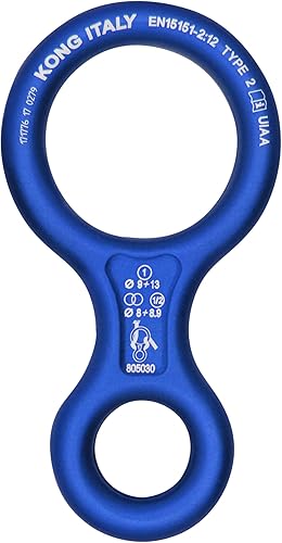 Kong. 8 Classic – Discensore in Alluminio. Controllo Fluido della Discesa. per Corde 9-12mm. Leggero e Resistente. Made in Italy. Certificato EN 15151-2 UIAA. Peso 110g. - Ysert